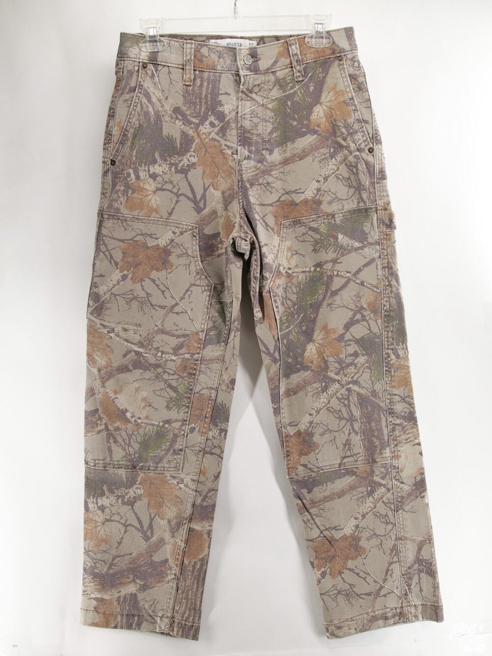 Hollister NWOT Mens 29x30 Baggy Camo Carpenter Pants Double Knee Utility Twill